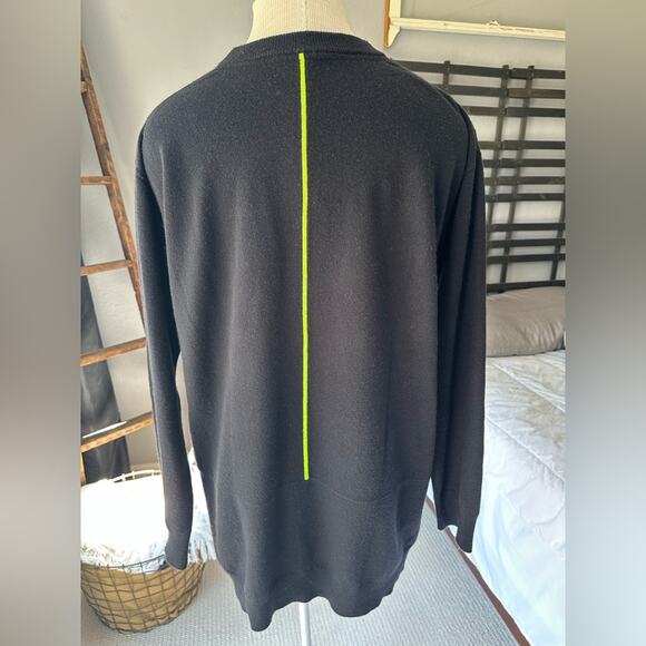 T by Alexander Wang Sweaters - Alexander Wang black knit with neon green stripe, size medium